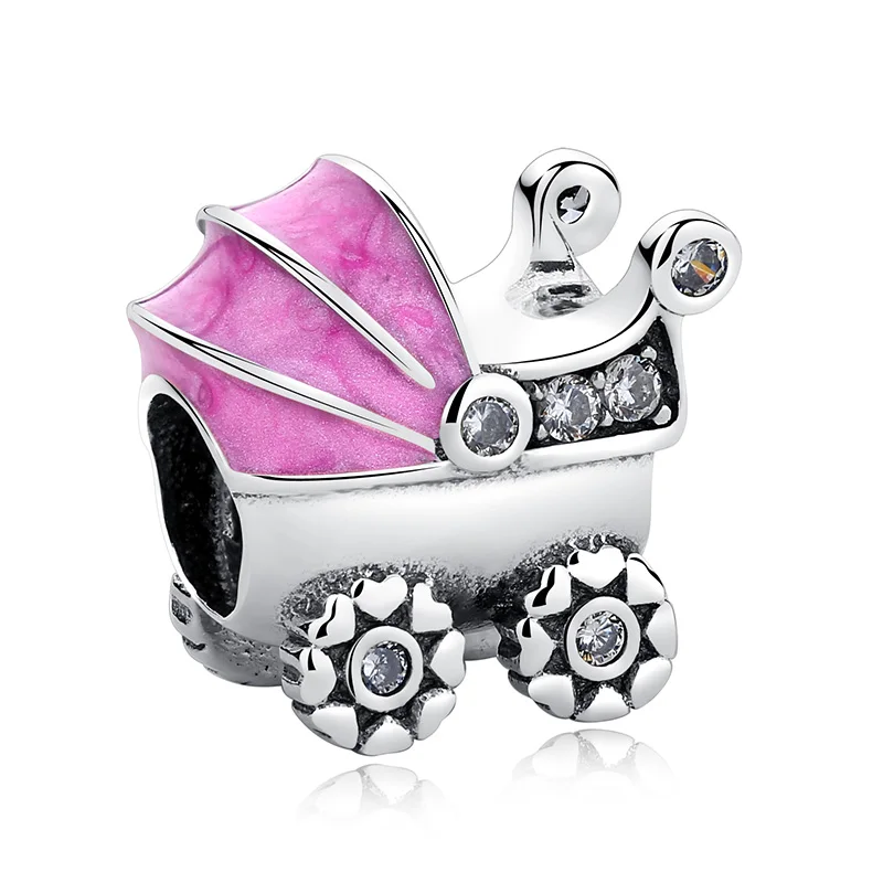Unique 925 Sterling Silver Charm Pink Pram Charms Beads with Crystal For Women Fashion Bracelet Jewelry Making
Unique 925 Sterling Silver Charm Pink Pram Charms Beads with Crystal For Women Fashion Bracelet Jewelry Making