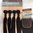 100% cambodian virgin remy hair the bundle18" x 4pcs plus lace closure 14" 10A virgin hair bundles with lace closure
