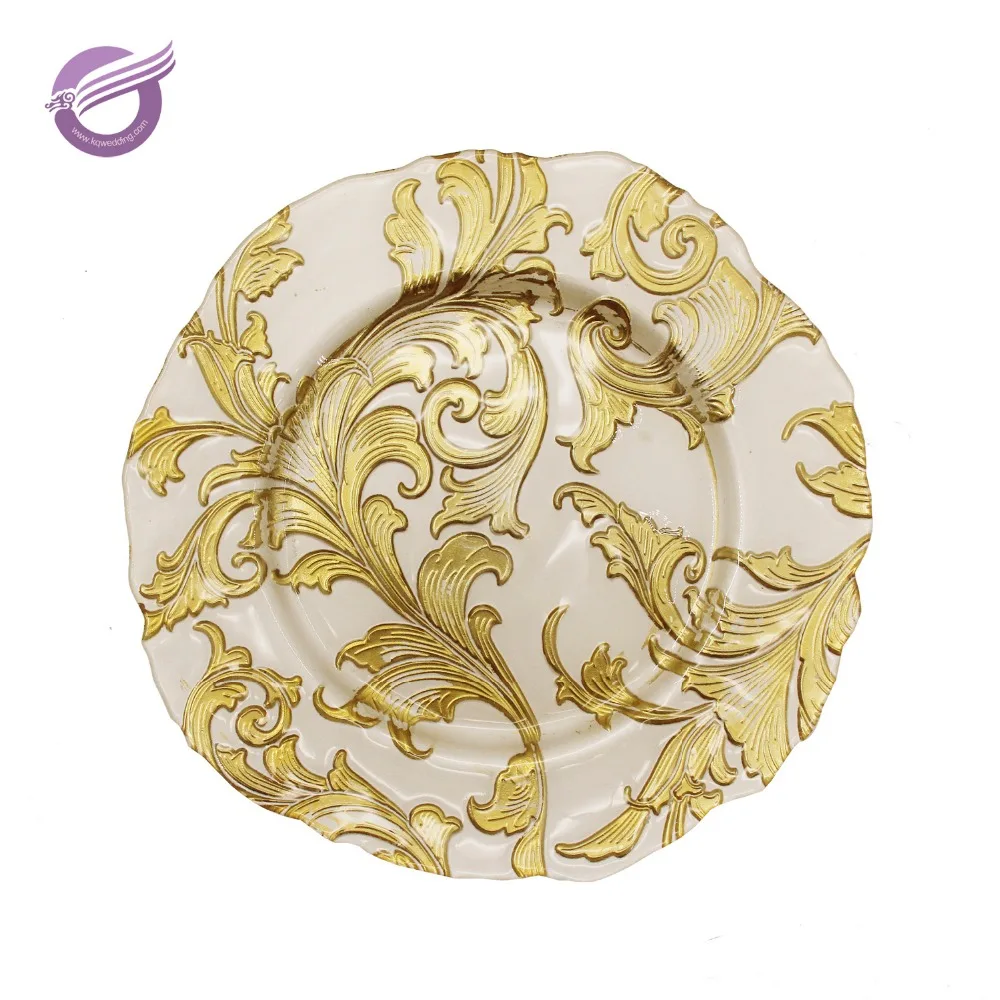 PZ22000 Event gold baroque new factory spray painting china charger plates
