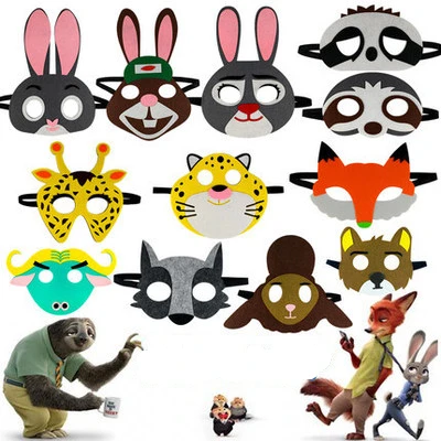 Divertido Zootopia de dibujos animados zorro conejo perezoso oveja cabra Animal máscara para niños máscara de Halloween
