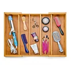 Classics Bamboo Expandable Make Up Drawer Organizer With Adjustable Divider Kitchen Tool Bamboo Drawer Organizer