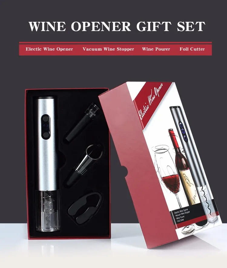 Electric wine opener gift sets 4 piece new year gift beautiful box Christmas gifts