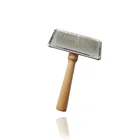 Pet grooming tool wood handle slicker curved wire wooden groom brush for dogs