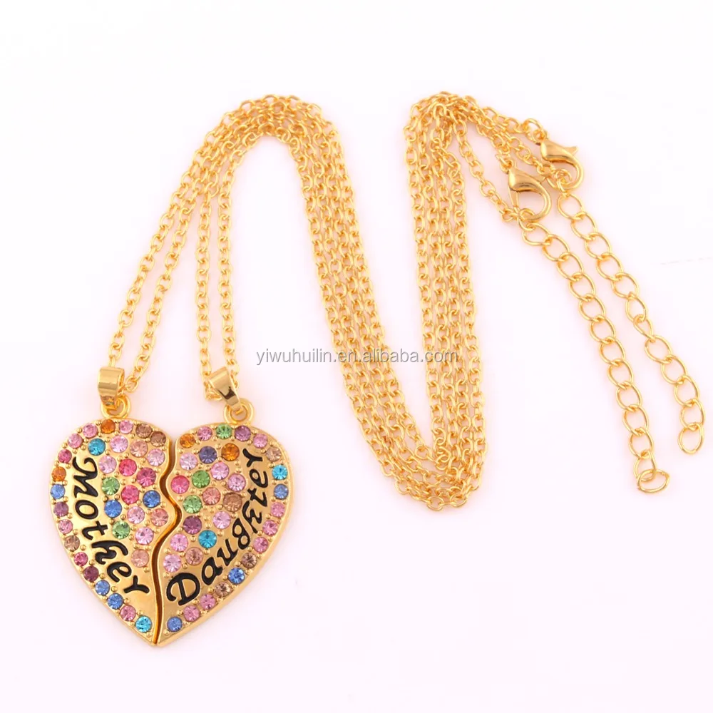 Custom long gold chain popular fashion crystal mother daughter 2 parts pendant necklace
Custom long gold chain popular fashion crystal mother daughter 2 parts pendant necklace