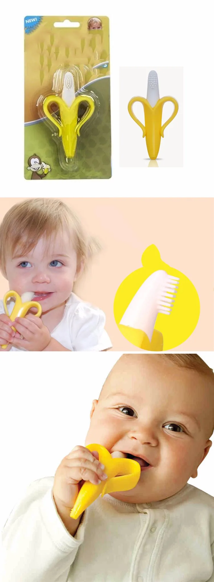 高品質幼児シリコーン赤ちゃんおしゃぶり赤ちゃんバナナ屈曲可能な歯ブラシ 問屋・仕入れ・卸・卸売り