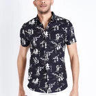 wholesale clothing cotton fabric short sleeve floral print mens shirts