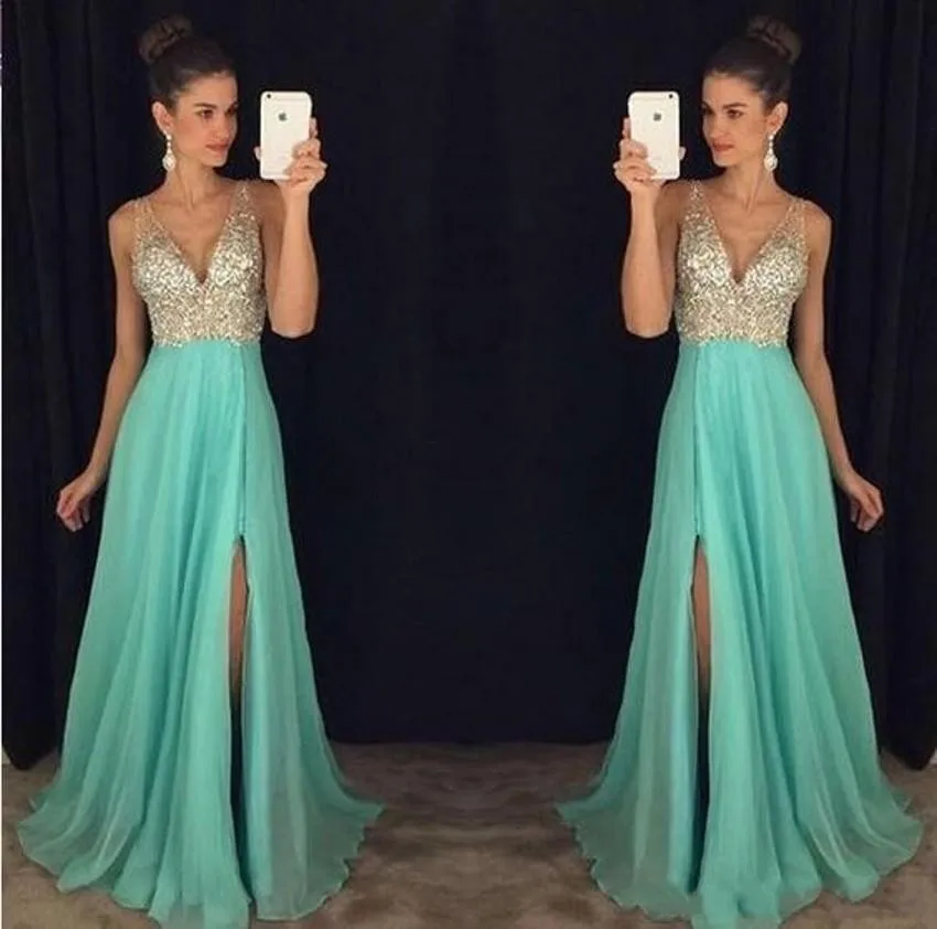 ZH0948Q Sexy side Split Sequin A-line Prom Evening Dress Elegant Long V Neck Sleeveless Chiffon Spaghetti Straps Evening Dress, Custom made
ZH0948Q Sexy side Split Sequin A-line Prom Evening Dress Elegant Long V Neck Sleeveless Chiffon Spaghetti Straps Evening Dress, Custom made
