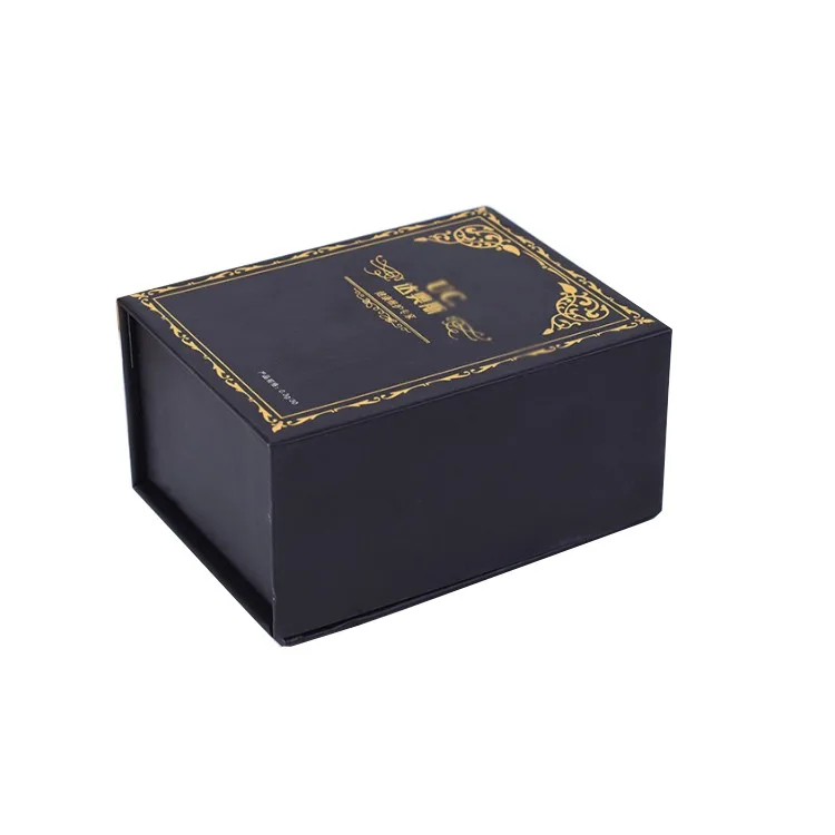 custom logo matte black large hard paper magnetic gift box with