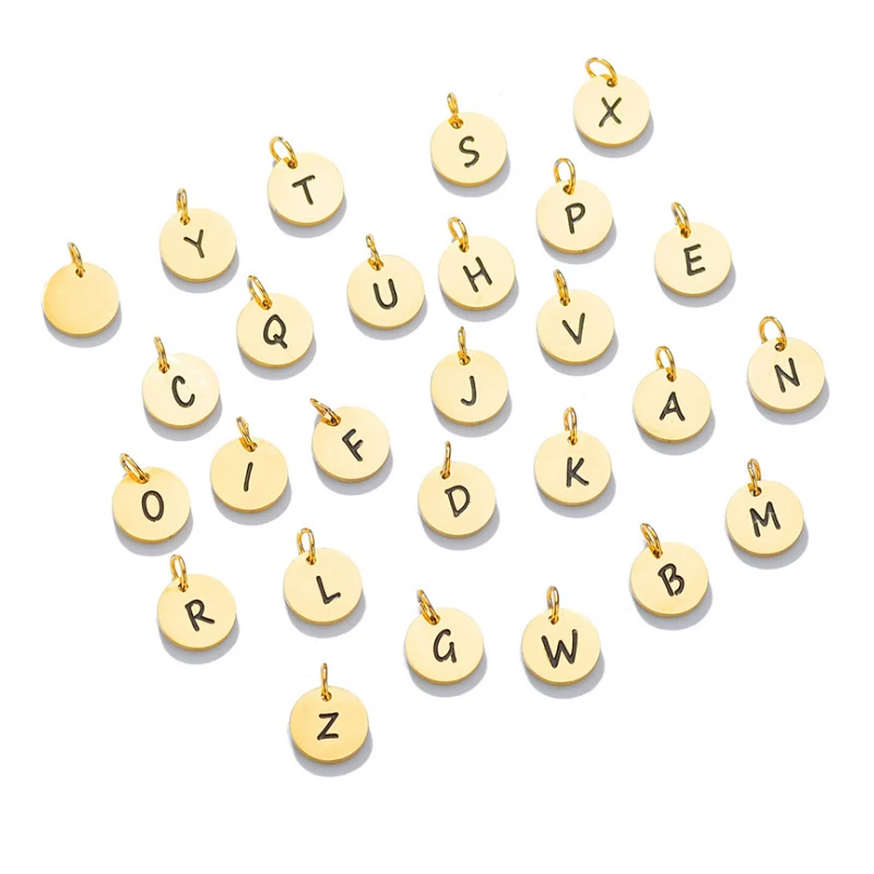Creative 26 Letters Initial Kitting Steel Color Stainless Steel Gold Necklace Round Custom Letter Disc Necklace, As picture
Creative 26 Letters Initial Kitting Steel Color Stainless Steel Gold Necklace Round Custom Letter Disc Necklace, As picture