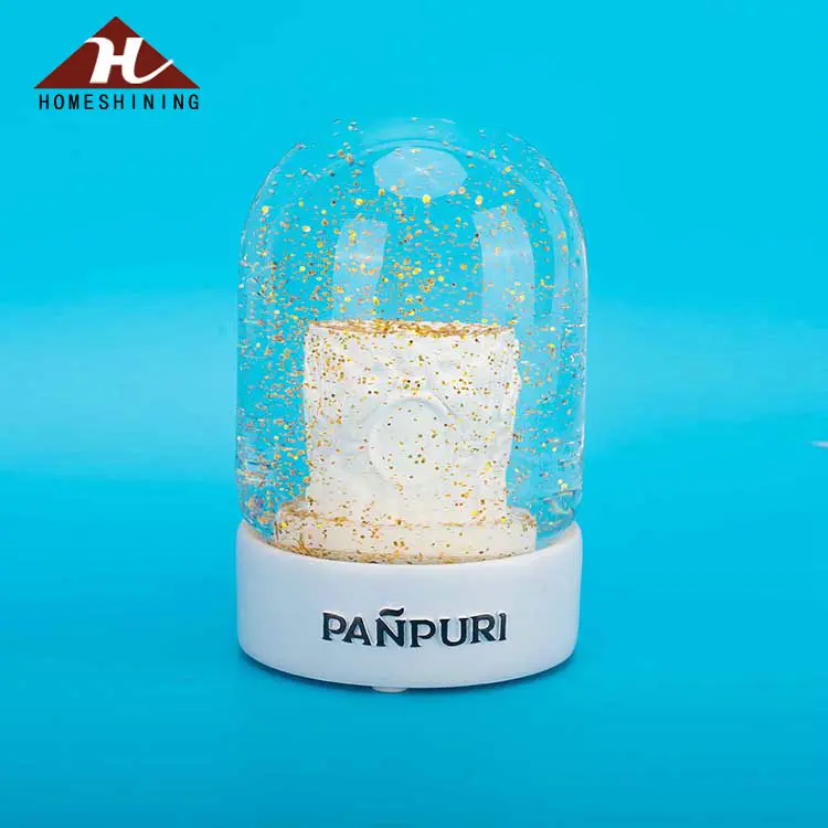 dome shaped resin candle snow globe with led light