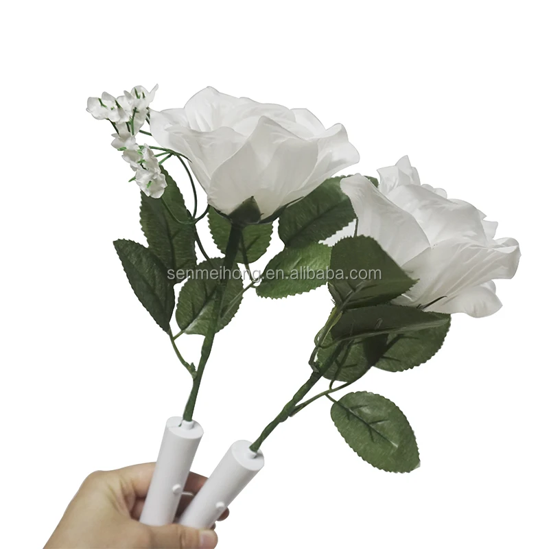 led light flowers with artificial leaves valentine gift