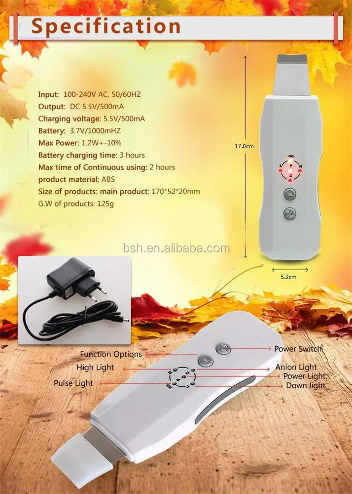 Portable Rechargeable 2in1 Ultrasonic Facial Skin Scrubber Anti-aging Lift