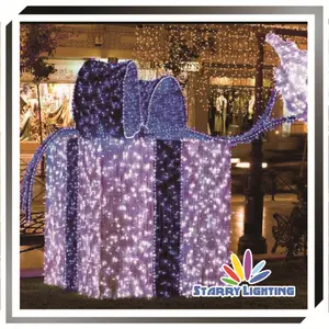 large outdoor light decoration 3d gift box motif light ip65