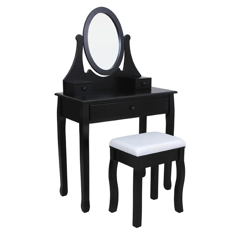 Black Mirrored Set Part Painted Modern Stand Dresser With Mirrors