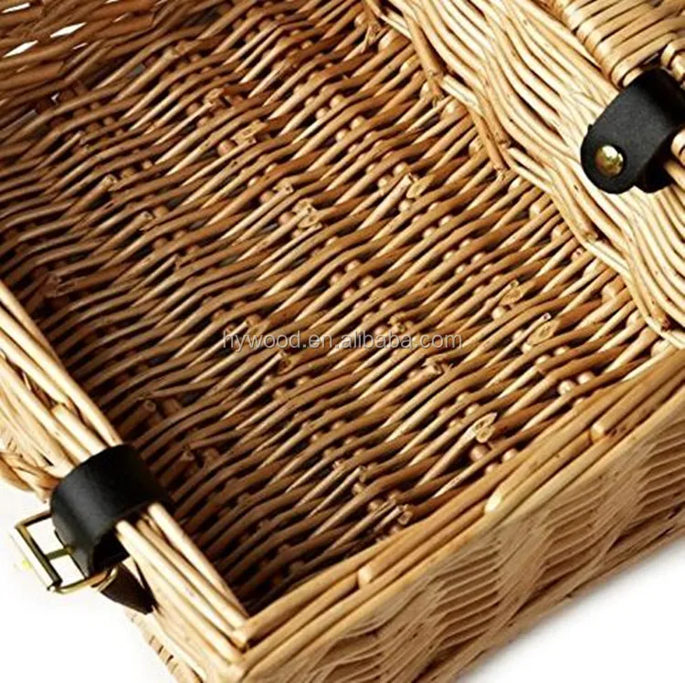 leather straps natural wicker gift basket for picnic