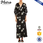 Stylish Custom Vintage Chinese Style V-neck Floral Kimono Wrap Dress