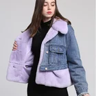 New 2019 wholesale woman custom detachable rabbit fur short jeans jacket for women