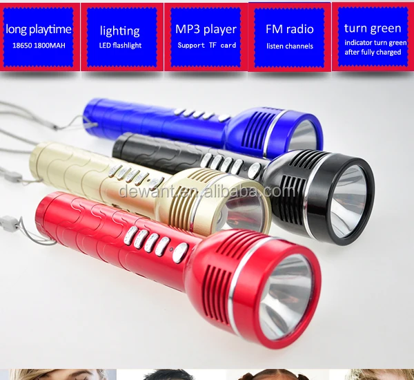 portable handheld flashlight tf card mp3 music player led torch with charging usb.jpg