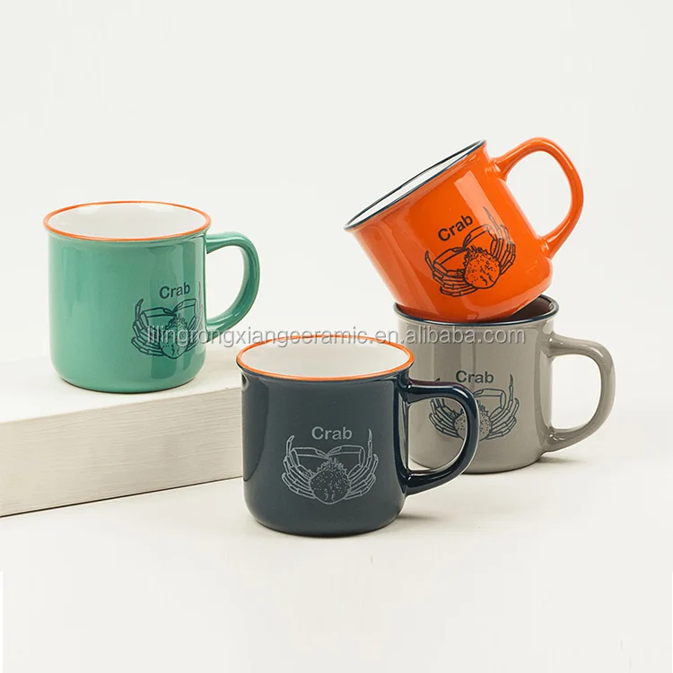style ceramic with handle stoneware enamel cup promotional