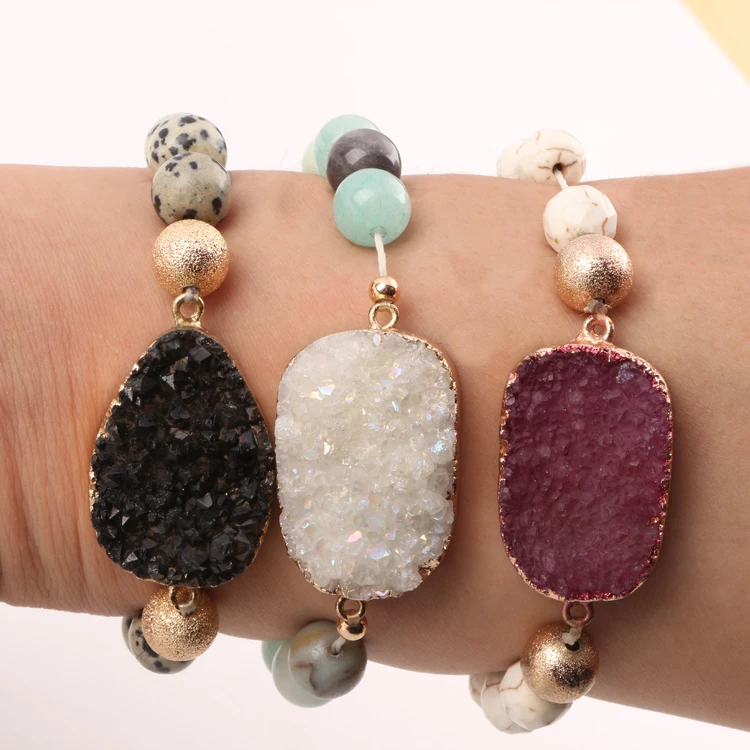 Wholesale High Quality Big Natural Druzy Agate BraceletFashion Women Adjustable Bead Bracelet, As picture
Wholesale High Quality Big Natural Druzy Agate BraceletFashion Women Adjustable Bead Bracelet, As picture