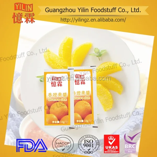 10g Orange Jam Sachet Pure Fruit Jam With International Standard