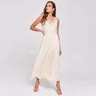 2019 Summer women apparel elegant lace chiffon pleated long beautiful maxi dress
