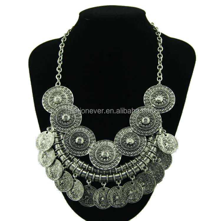 Estilo Vintage Corrente de Ouro Artesanato Escultura Moeda Declaraç u00e3o Encantos Colar Joias de Armario Escritorio Plegable ~ Estilo Vintage Corrente de Ouro Artesanato Escultura Moeda Declaraç u00e3o Encantos Colar Joias de