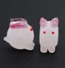 Cute Lampwork Glass Jade White Rabbit Animal Figurine Small Hole Beads for Jewelry Crafts Kits