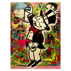 Famous cartoon old man graffiti art canvas wall painting modern pop art oil painting room decor for kids