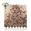 Rose Gold Stainless Steel Metal Penny Round Mosaic Tiles for Kitchen Backsplash Wall Decor