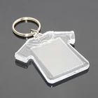 Wholesale Custom DIY Insert Picture Photo Frame T-shirt Shape Blank Key Ring Chain Holder Plastic Clear Acrylic Keychain T-shirt