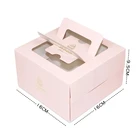 Factory price custom size logo print take away gift paper box cake packaging with handle boxes