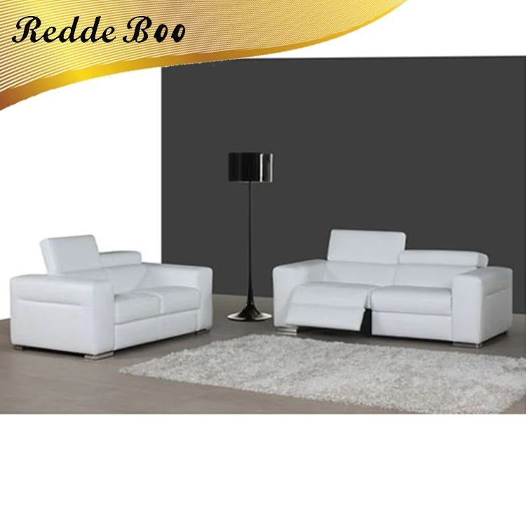 Moderno blanco italiano salón de cuero pequeña curva sofá proveedor