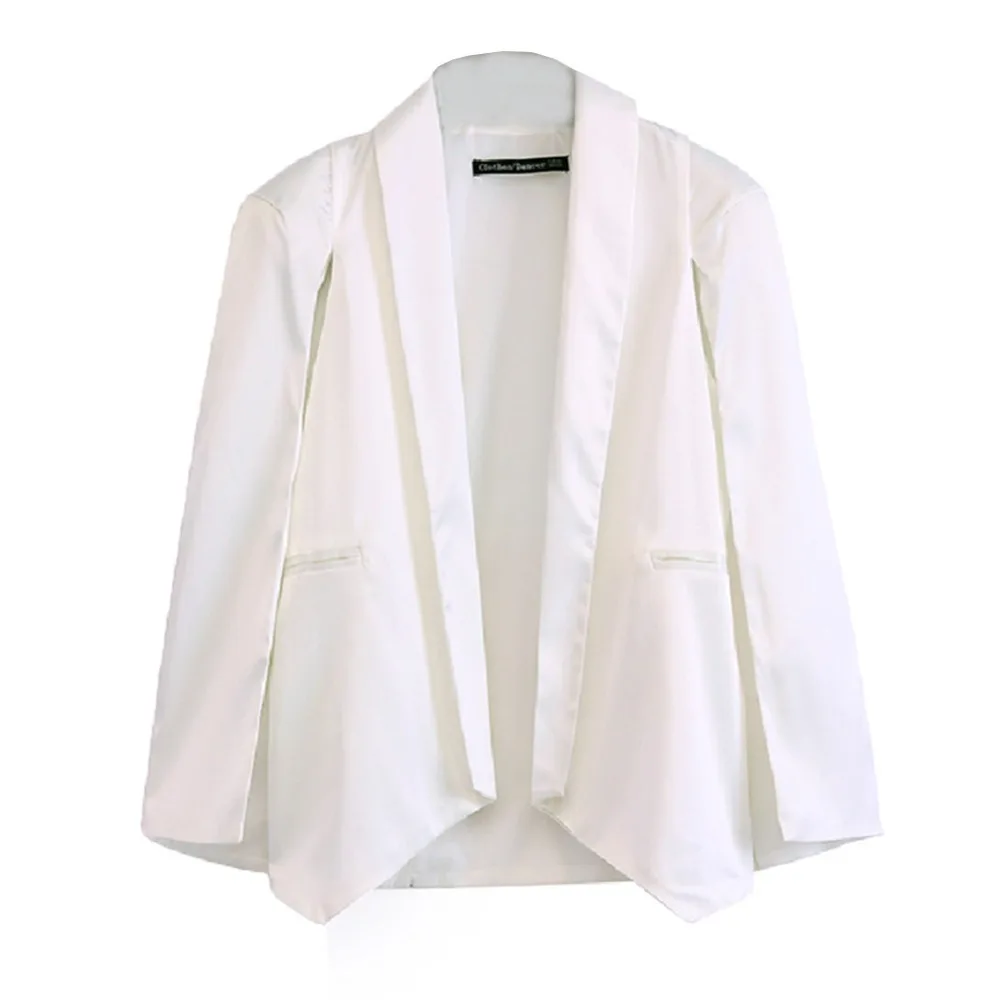 2015 Women's Brand Fashion JaneBoutique Pink/White/Black Solid Blazer Full Sleeve Chiffon Fashion Casual Blazers