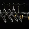 Wholesale transparent clear acrylic decorative pants skirt trousers hangers with clips suits display hangers