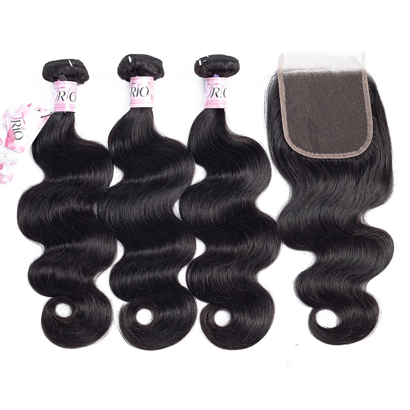 TRIO 3 Brazilian Body Wave Virgin Human Hair Bundles With Closure
TRIO 3 Brazilian Body Wave Virgin Human Hair Bundles With Closure