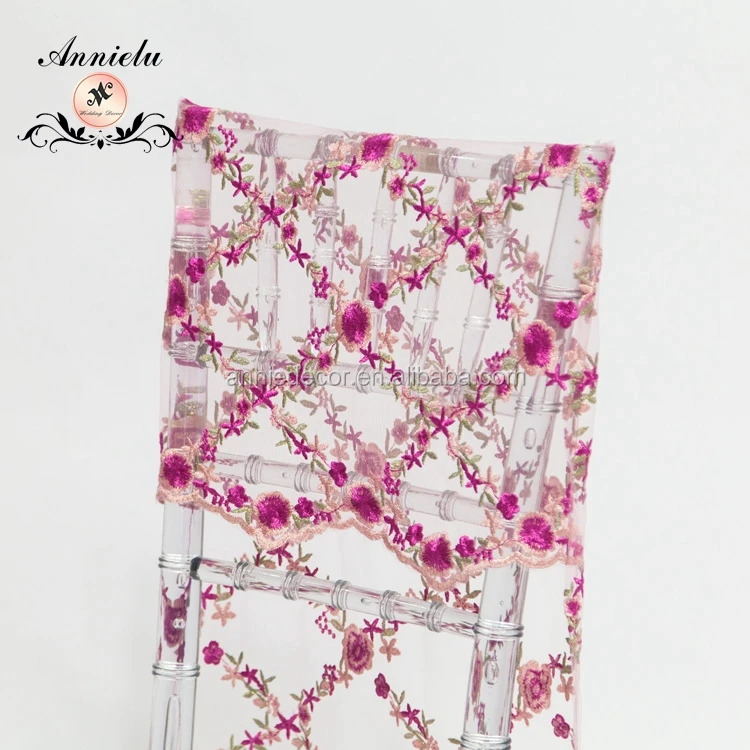 Wholesale cheap hotel banquet wedding embroidery fabric chiavari chair cover