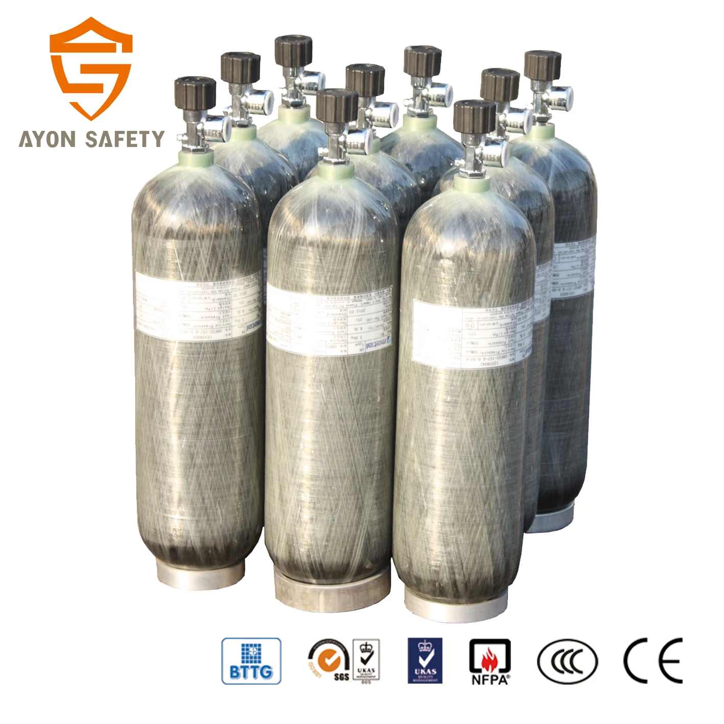 carbon fiber dive cylinder/ carbon fiber scuba tank/breathing air cylinder for SCBA