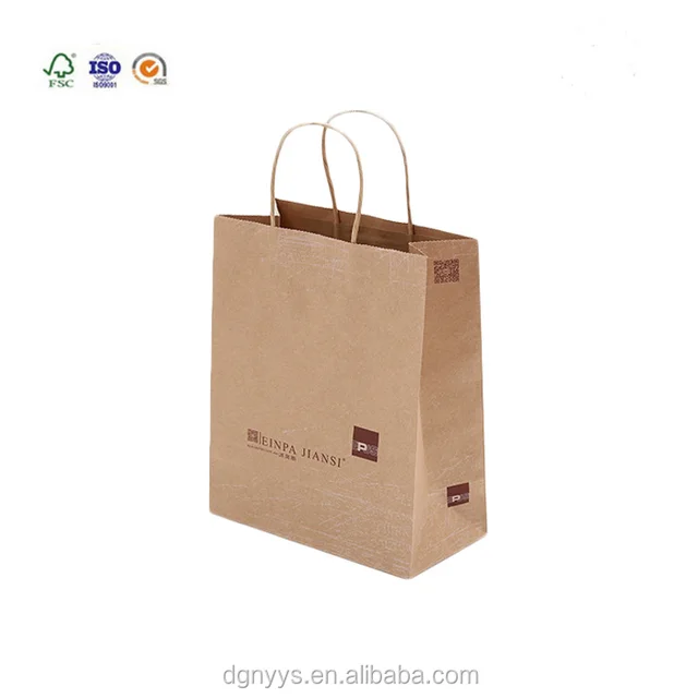 custom printed food grocery shopping brown kraft paper bag
