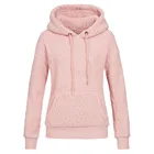 2019 New Design High Quality Berber Fleece Solid Color Hooded Pullover Kangaroo Pocket Women Sweatshirt Hoodie