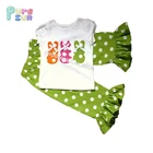 China Easter Day Kid Clothing rabbit applique cotton baby girl clothes outfits