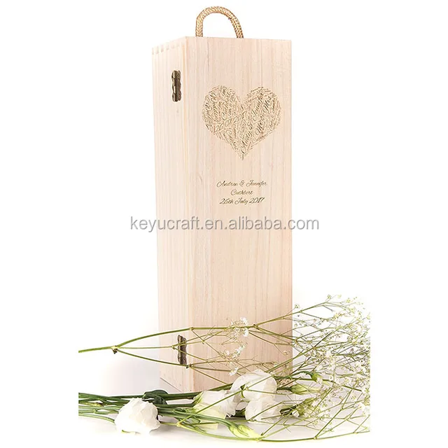 personalised engraved wooden wine gift box for wedding