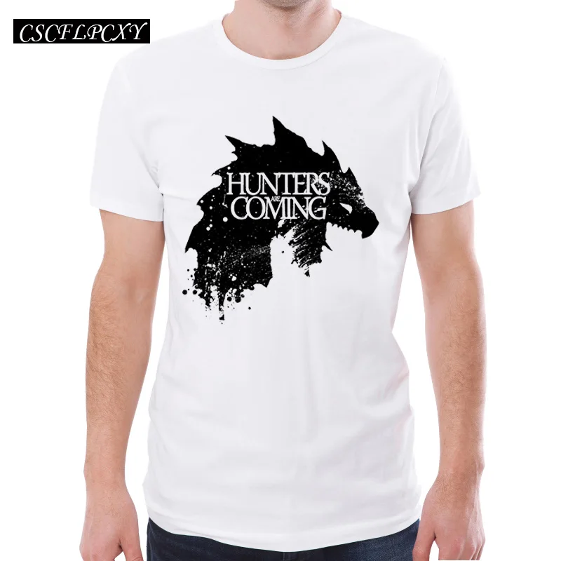 Jon-Snow-King-of-The-North-Men-T-shirt-Wolf-Printed-Tee-Hunters-are-coming-t