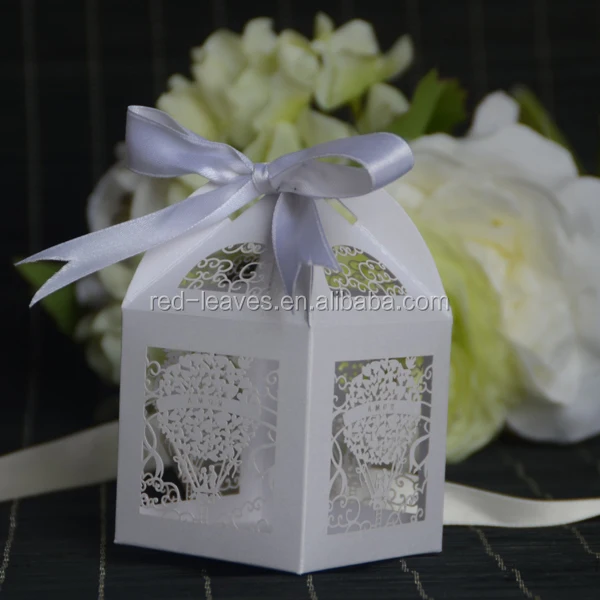 unique kraft paper box laser cut european wedding favor and gift