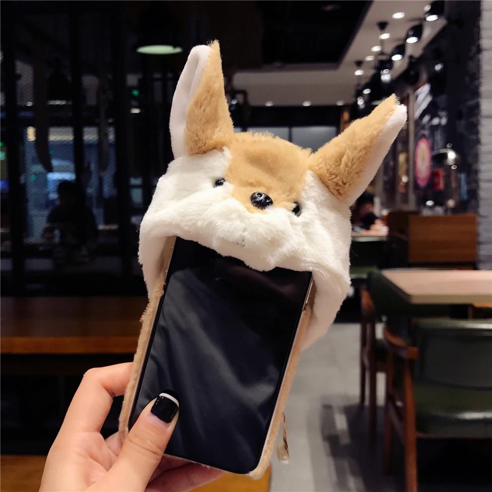 YEMIAO Pig Dog Hat Fur Case For iPhone X 6 6S 7 8 Plus Girl Style Winter Warm Cute Cover For iPhone X 10 6 6S 7 8 Plus Accessory (4)