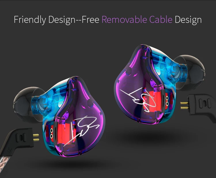 Original KZ ZST Dual Driver Detachable Mobile Phone Earphone Wired Headphone with Microphone - ANKUX.COM