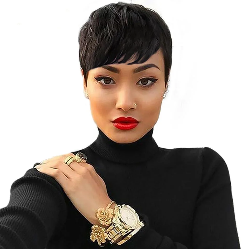 Pixie Cut Machine Made Wigs Short Human Hair Wigs for Black Women Short Straight Black Ladies Wigs 1B Color
Pixie Cut Machine Made Wigs Short Human Hair Wigs for Black Women Short Straight Black Ladies Wigs 1B Color