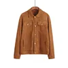 Top quality covered button 100%poly suede leather man jacket