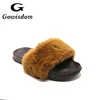China Wholesale Factory Made Women EVA Slippers Flat Sandals Faux Fur casual Slides