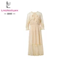 fashion beach lace long sleeve dress for elegant women